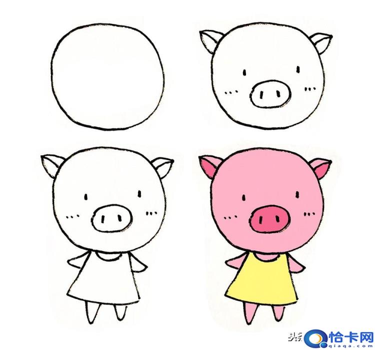 猪怎么画(猪的简笔画教程)