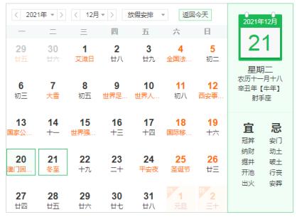12月21日进入冬至节气,也是数九的第一天
