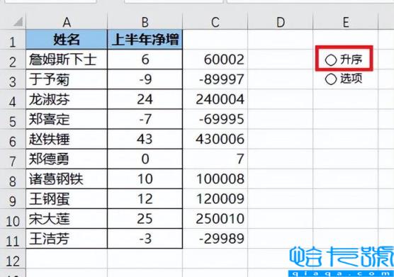 升序和降序怎么操作excel(选项按钮动态控制数据表的升降序排列)