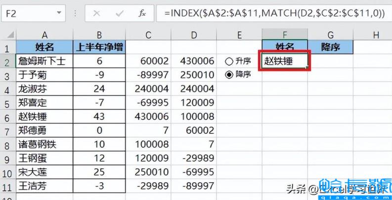 升序和降序怎么操作excel(选项按钮动态控制数据表的升降序排列)